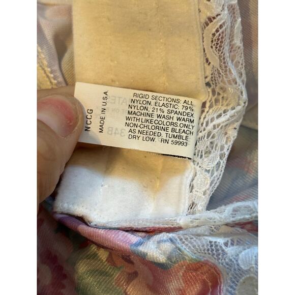 VTG Christian Dior Women's Boned Longline bustier Strapless Bra Size 34B floral - Picture 8 of 9